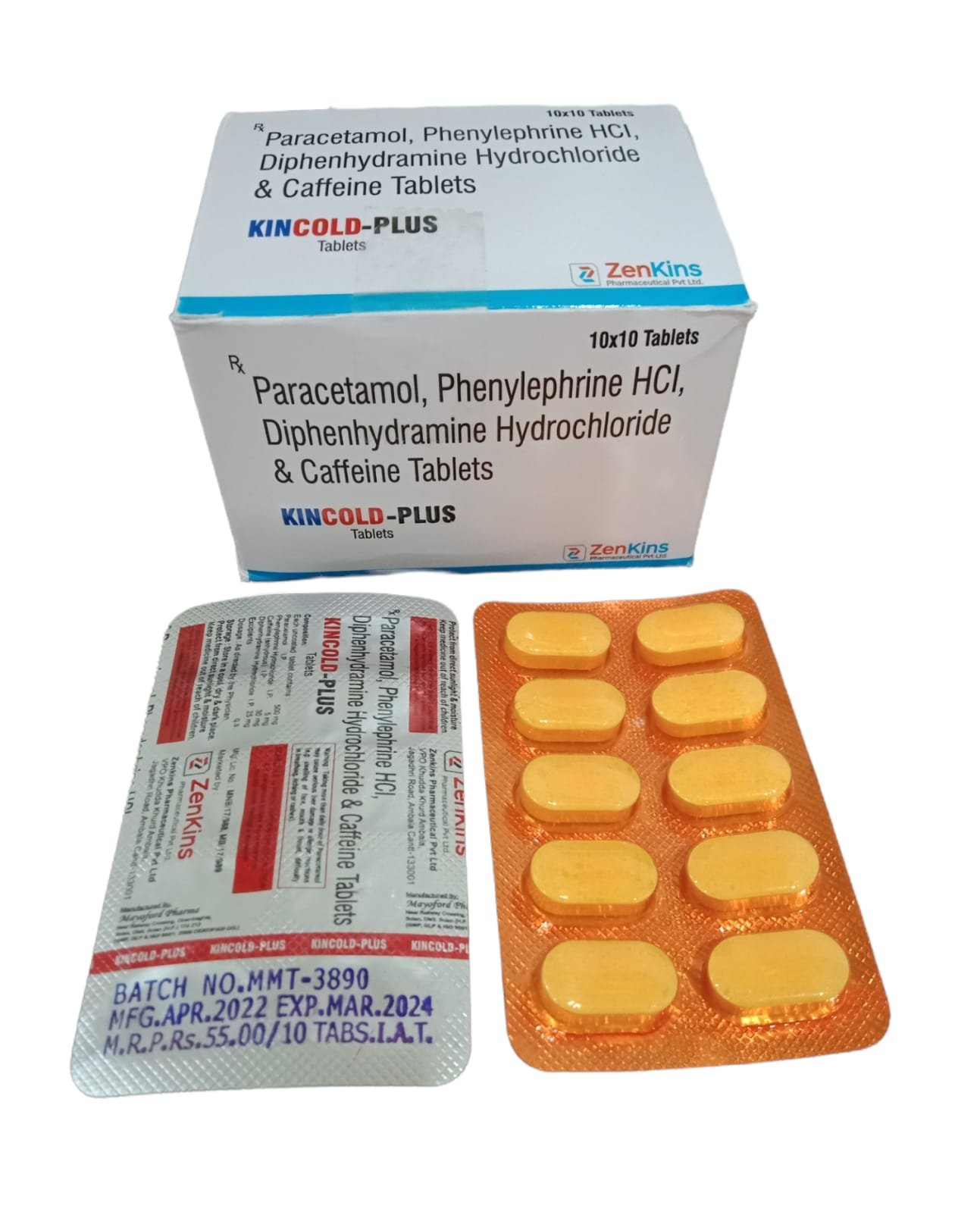 Kincold - Plus | Paracetamol, Phenlyphrine, Caffeine and Diphenhydramine Tablet