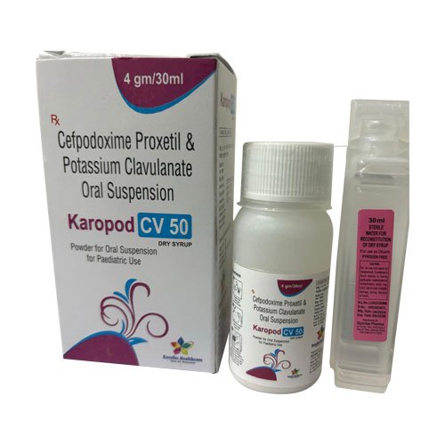 Karopod CV 50 dry syrup | Cefpodoxime 50mg, Clavulanic acid 31.25mg Dry Syrup